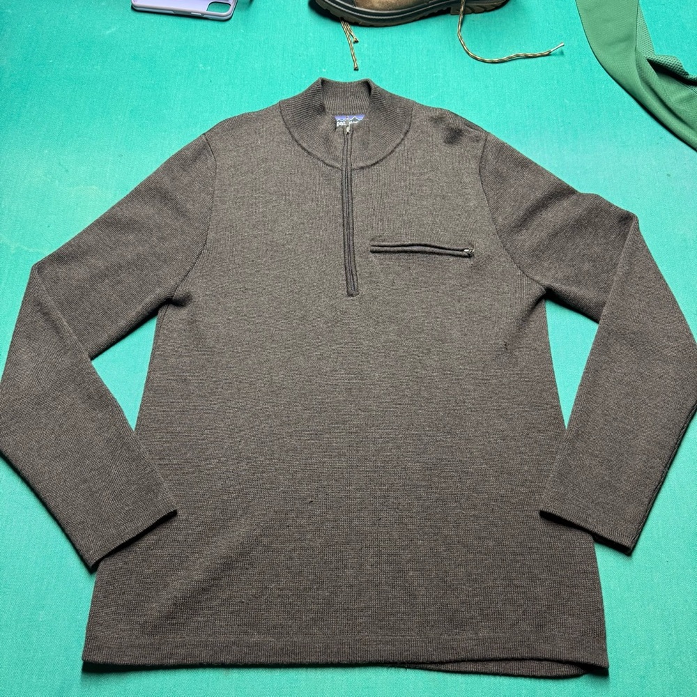 Brown Patagonia Wool Quarter Zip Sweater